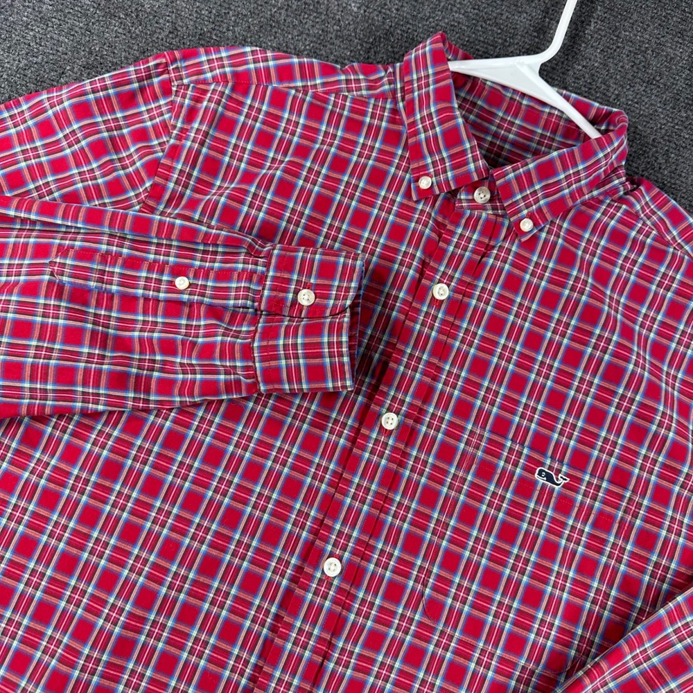 Vineyard Vines Button Down Mens L Large Red Plaid Classic Fit Tucker Shirt
